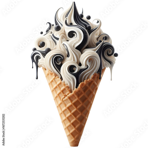 Empty waffle cone isolated on white background	