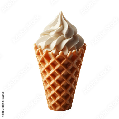 Empty waffle cone isolated on white background	