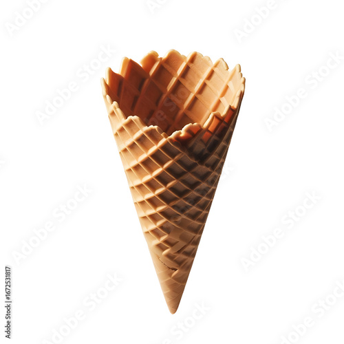 Empty waffle cone isolated on white background	
