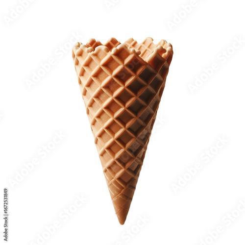 Empty waffle cone isolated on white background	