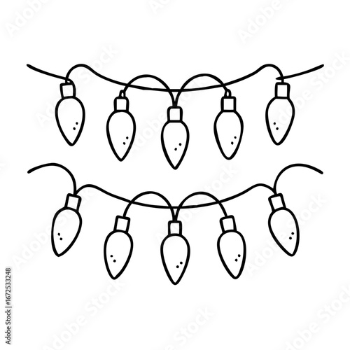Outline christmas lights clip art vector illustration holiday decoration celebration design element 90