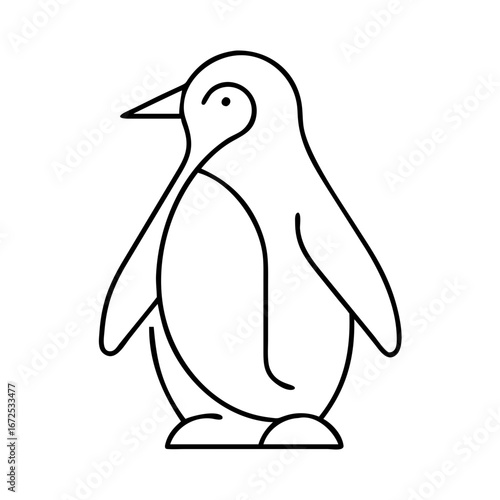 Penguin outline drawing vector illustration antarctic bird animal minimalist line art design icon graphic