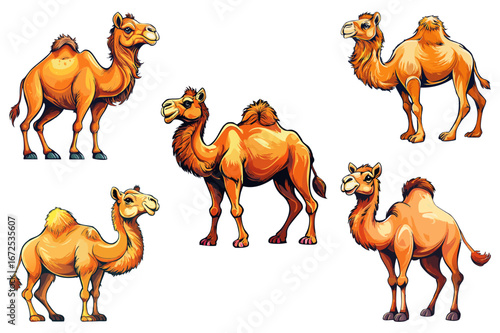 Dromedary camel, Arabian camel and one-humped camel (Camelus dromedarius) set
