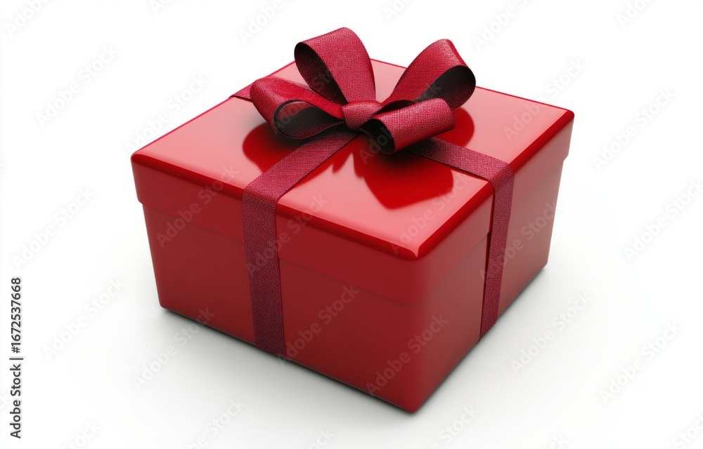 Obraz premium Elegant red gift box with a bow and ribbon, isolated on a white background. Vector illustration design for any celebration