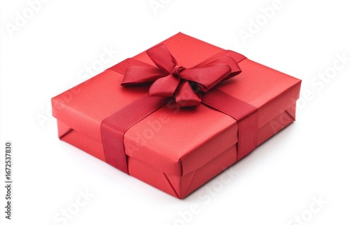 Wallpaper Mural Elegant red gift box with a bow and ribbon, isolated on a white background. Vector illustration design for any celebration Torontodigital.ca