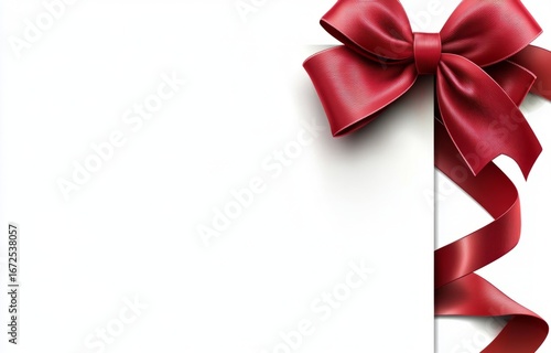 Wallpaper Mural Elegant gift card with a bow and red ribbon, isolated on a white background. Free space for text Torontodigital.ca