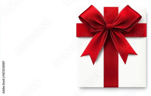 Wallpaper Mural Close-up of elegant red gift card with a bow and ribbon, isolated on a white background. Free space for text Torontodigital.ca