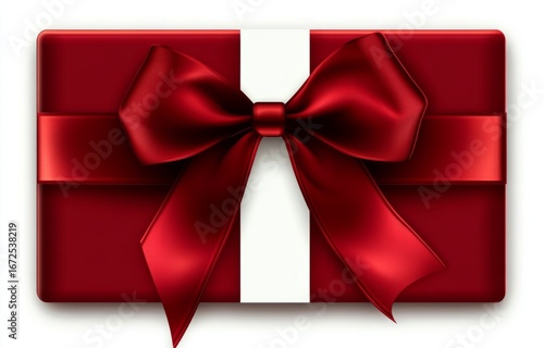 Wallpaper Mural Elegant red gift box with a bow and ribbon, isolated on a white background. Vector illustration design for any celebration Torontodigital.ca