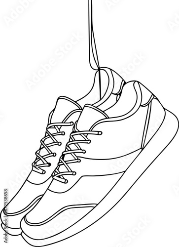 3d one line art vector drawing of man work shoes vector