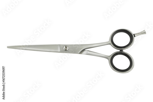 Hairdressing scissor for hair cutting isolated on transparent background, stainless steel hair cutting  barber scissor, Png 