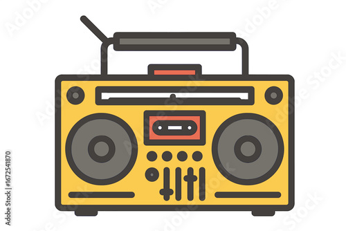 The boombox embodies the nostalgia of classic hip hop and its cultural heritage