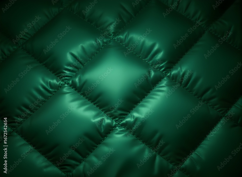 Naklejka premium Green Quilted Leather Texture, Diamond Pattern Close-Up