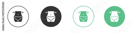 Weight loss icons silhouette in flat black style.