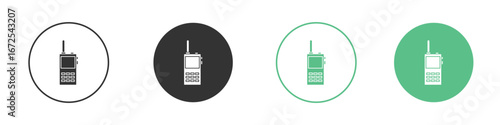 Walkie talkie icons silhouette in flat black style.