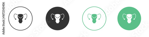Uterus icons silhouette in flat black style.