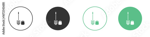 Toilet brush icons silhouette in flat black style.