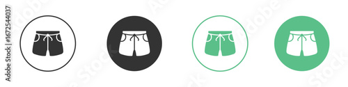 Swim shorts icons silhouette in flat black style.