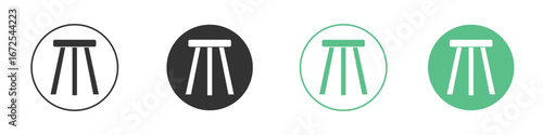 Stool icons silhouette in flat black style.
