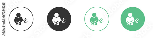 Stomachache icons silhouette in flat black style.