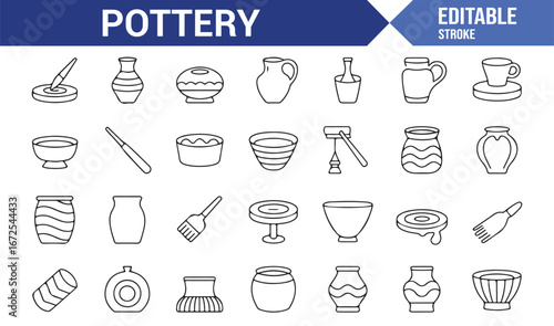 Pottery and ceramic icons for home decor and crafting projects