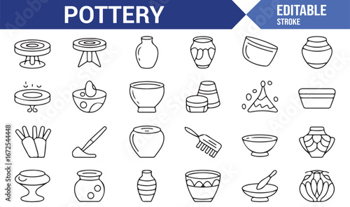 Vector icons for pottery, sculpture, and handmade ceramic art