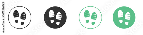 Shoe print icons silhouette in flat black style.