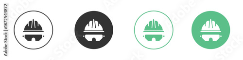 Safety helmet icons silhouette in flat black style.