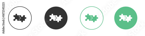 Puzzle icons silhouette in flat black style.