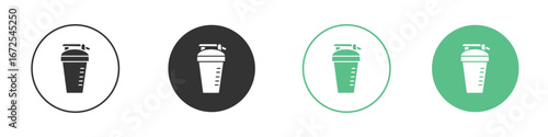 Protein shake icons silhouette in flat black style.