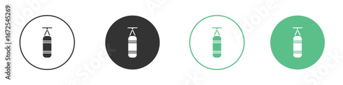 Punching bag icons silhouette in flat black style.