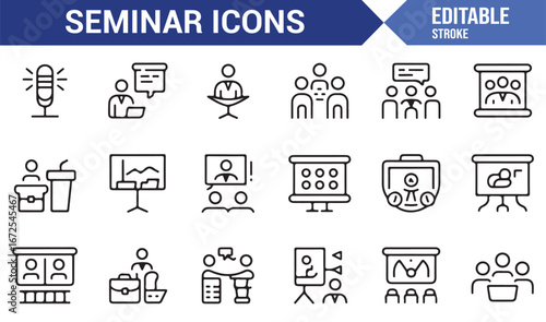 Vector icons for business seminars and training sessions