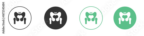 Pelvis icons silhouette in flat black style.
