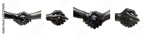 Set of a simple black icon of a handshake isolated on transparent background