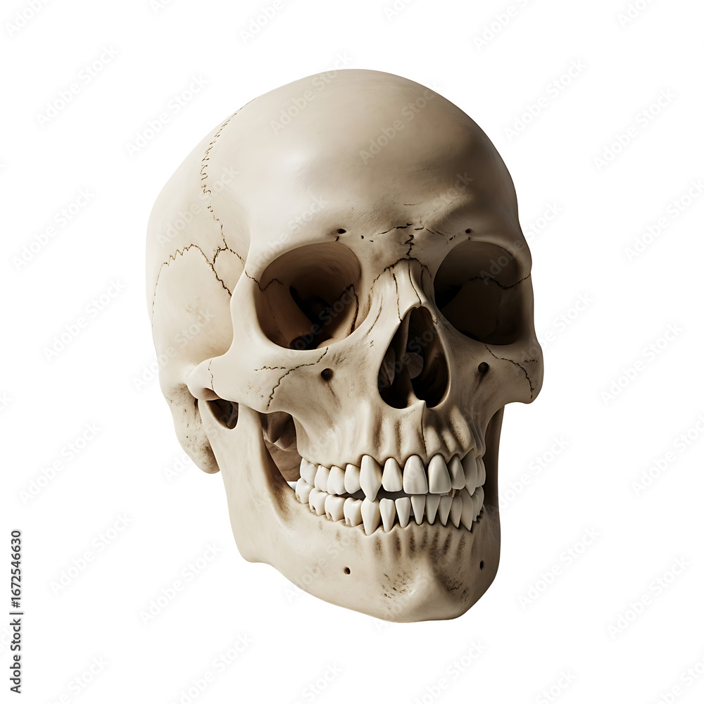 Fototapeta premium Realistic human skull : elements for halloween on transparent background