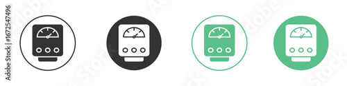 Meter icons silhouette in flat black style.