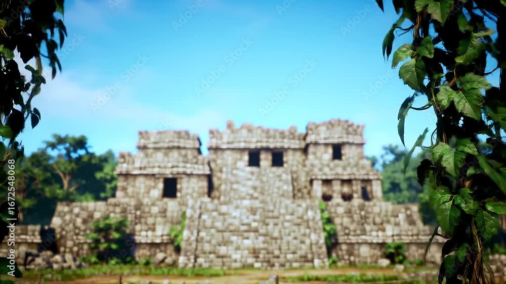 Vines Foreground with Ancient Ruins Background