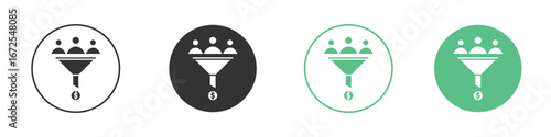Lead generation icons silhouette in flat black style.
