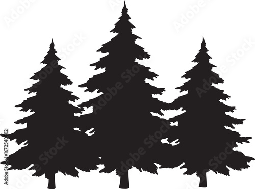 Christmas Tree icon set.Pixel Perfect. For Mobile and Web. Contains such icons as Christmas Tree, Nature, Holiday, Christmas, Pine Tree, Winter.Vector illustration of pine silhouette.