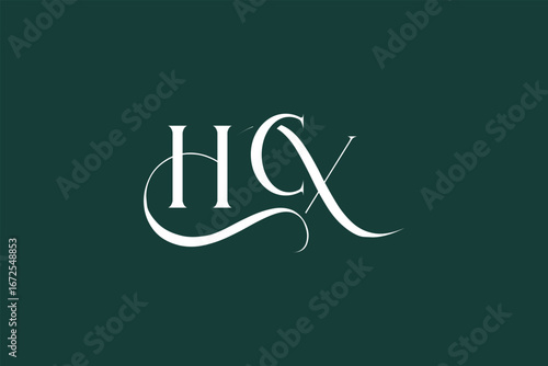 Initial HCX creative letter logo design. Elegant Monogram Logo Design with Decorative Elements and Typography