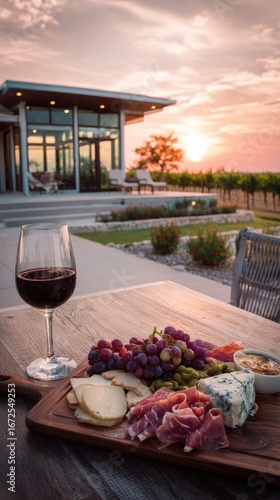 Sunset vineyard patio dinner