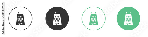 Grater icons silhouette in flat black style.