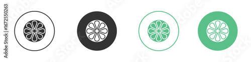 Grapefruit icons silhouette in flat black style.