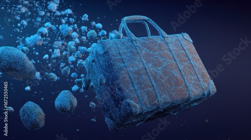 Abstract briefcase exploding