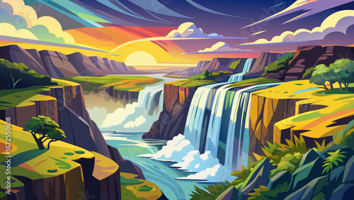 Victoria Falls, Zimbabwe, thunders powerfully into the gorge below. Mist rises dramatically, rainbows shimmer above, and the world’s wonder reveals Africa’s breathtaking combination of raw force and s