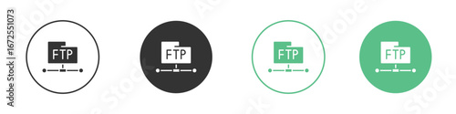 FTP icons silhouette in flat black style.