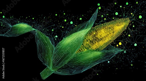 Abstract corn cob with digital network