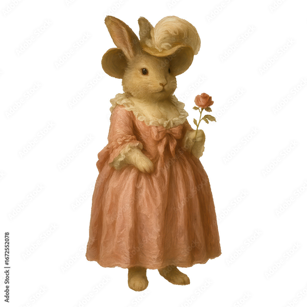 Obraz premium PNG Vintage rabbit in elegant attire.