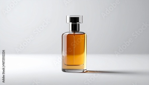 Wallpaper Mural Elegant Perfume Bottle with Golden Liquid on White Background Minimal Studio Shot Torontodigital.ca