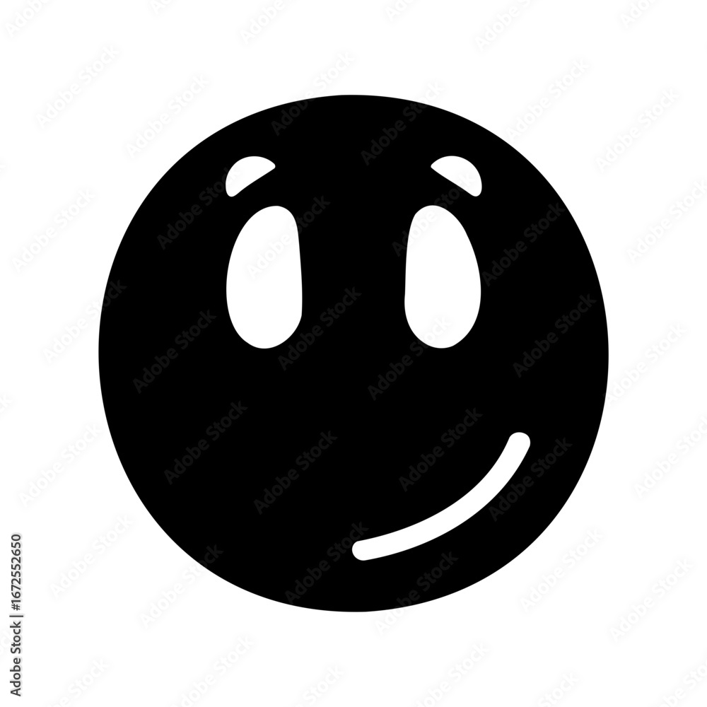 Fototapeta premium Simplistic black smiley face with a smirk representing simple happy expression