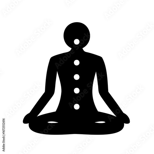 Silhouette of a person in lotus position showing energy points or chakras